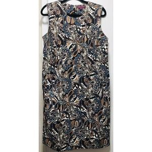 JESSICA LONDON Dress Size 16 Brown Paisley Shirt Sleeveless Fit Designer B1